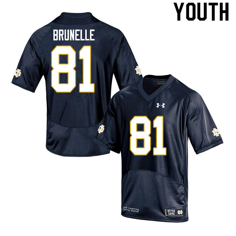 Youth NCAA Notre Dame Fighting Irish #81 Jay Brunelle Stitched College Under Armour Authentic Navy Football Jersey CB10Q50DG